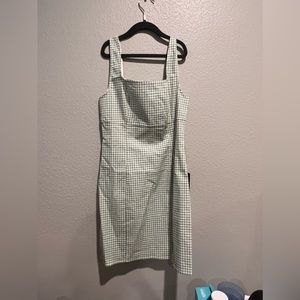 LULUS Sage green gingham mini dress NEVER WORN